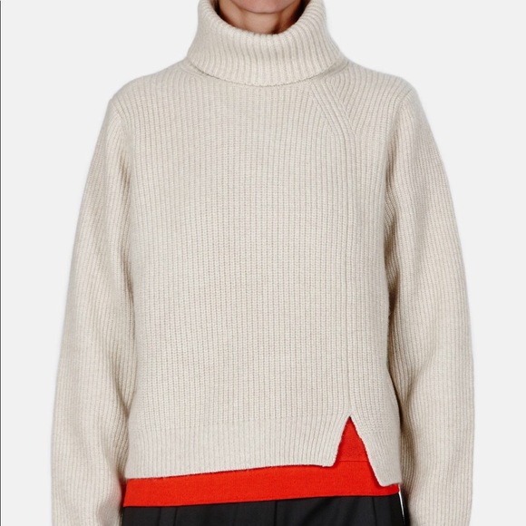 PROENZA SCHOULER Step Hem Rib Turtleneck Ivory S